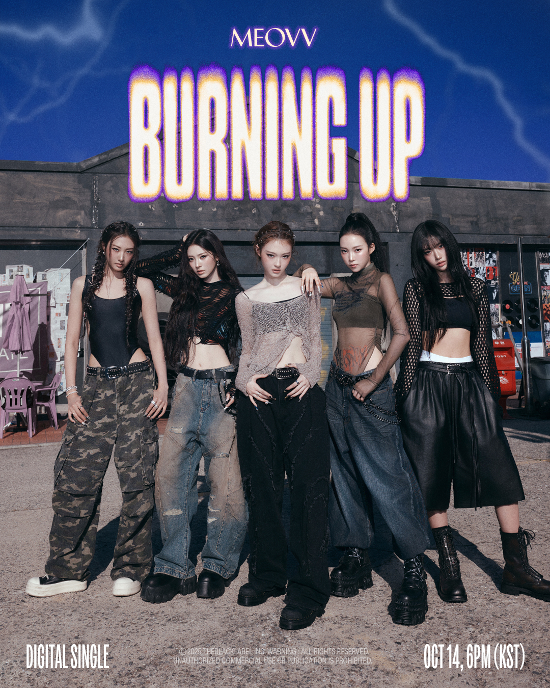 MEOVV(미야오), 새 디지털 싱글 ‘BURNING UP’ 두 번째 타이틀 포스터 공개…비주얼+아우라 모두 압도적