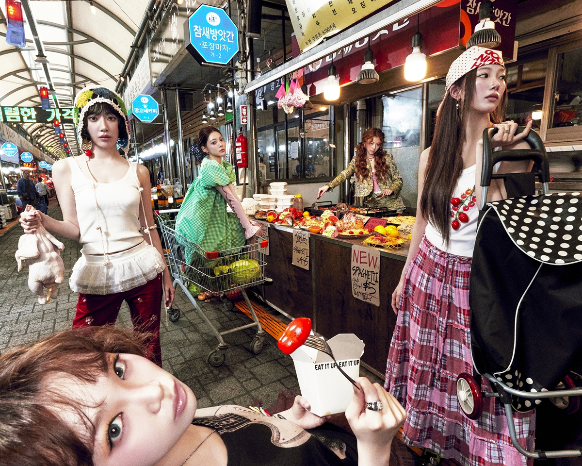 르세라핌, 싱글 1집 ‘SPAGHETTI’ 세 번째 콘셉트 공개…스파게티와 전통 시장의 이색 만남