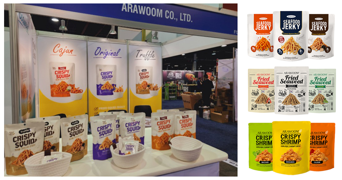 2024년 PLMA 시카고 부스 참가 모습(좌측), 2025년 참여 제품 이미지(우측) / 사진제공=㈜아라움