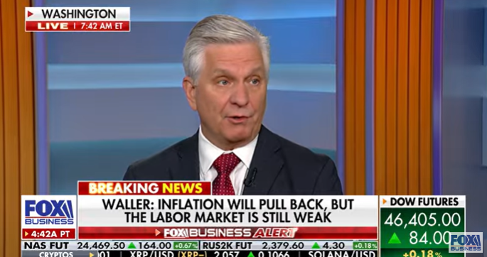 (상보) 연준 월러 “노동시장 여전히 취약한 만큼 12월 금리인하 필요”