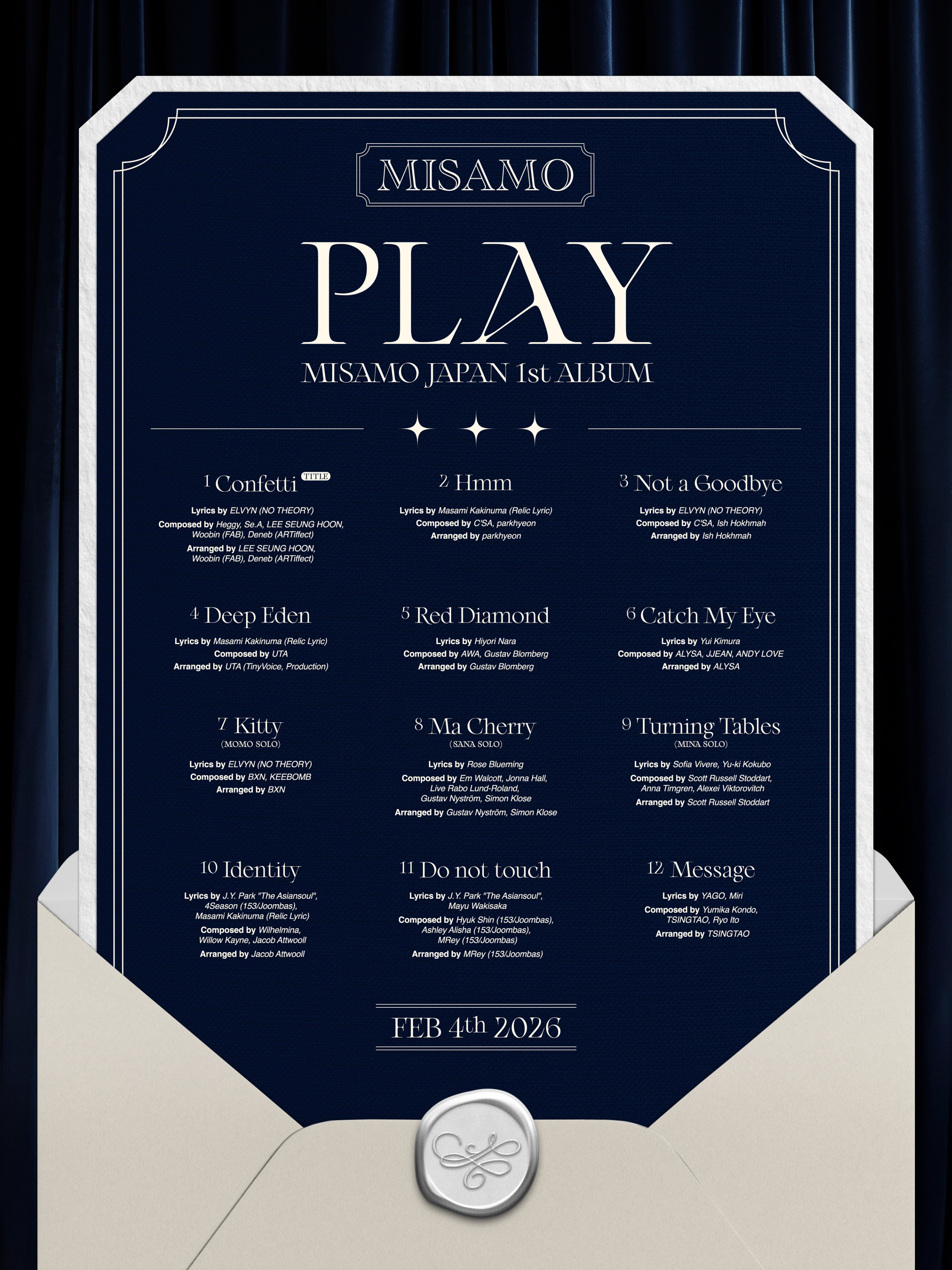 트와이스 미사모, 일본 정규 1집 ‘PLAY’ 트랙리스트 공개…타이틀곡은 ‘Confetti’