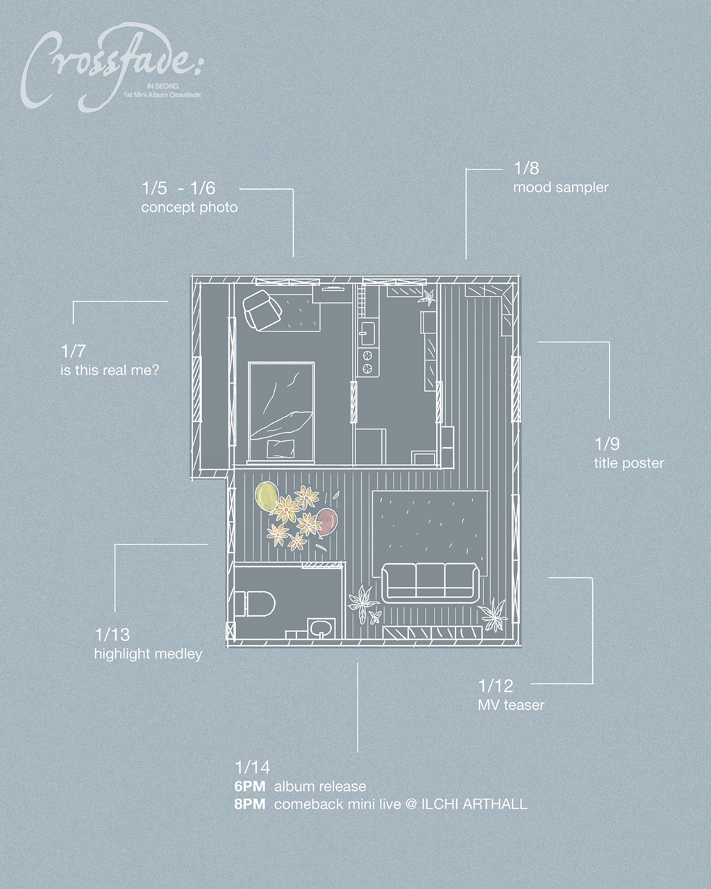 SF9 인성, 첫 솔로 앨범 ‘Crossfade:’ 스케줄러 공개…다채로운 콘텐츠 예고