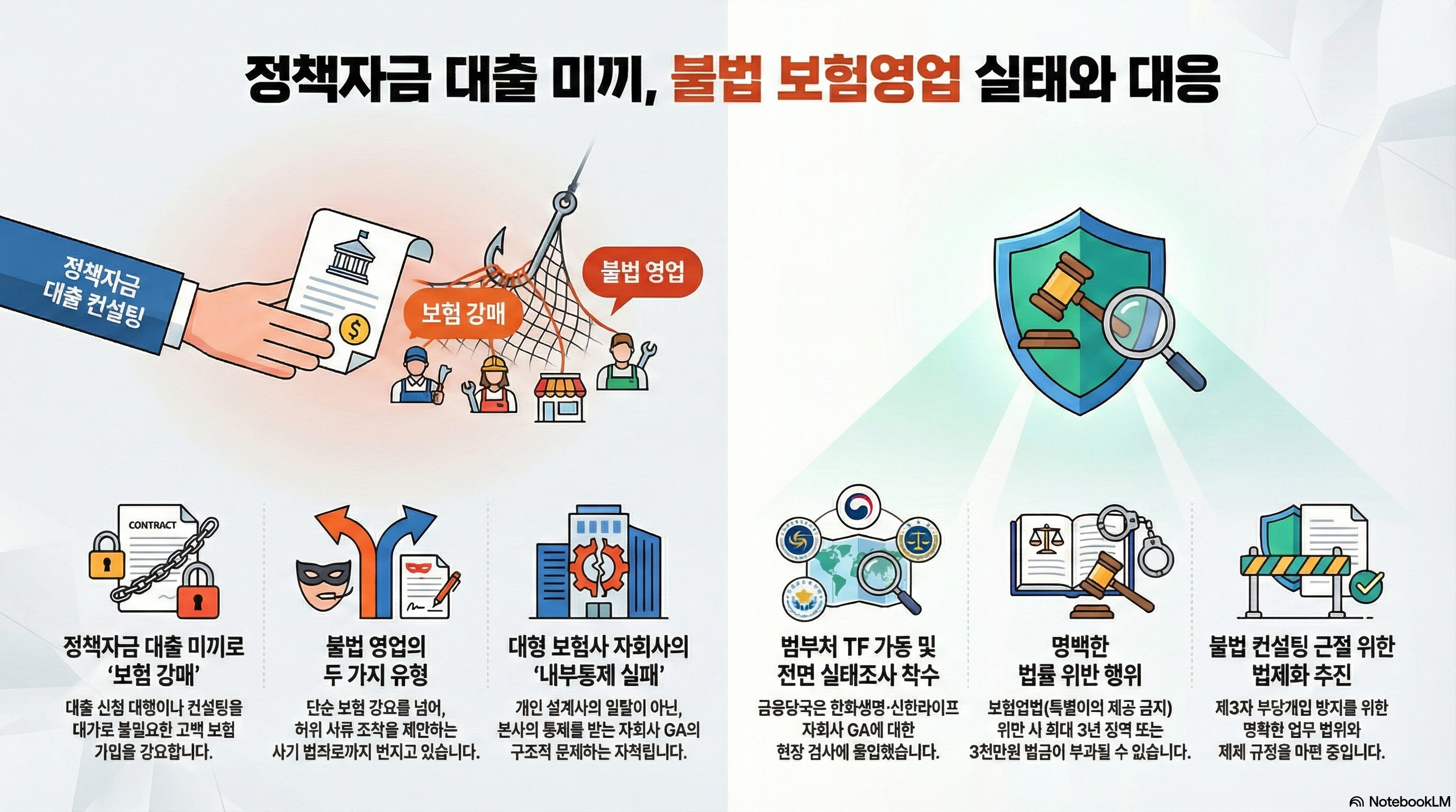 정책자금 대출 미끼 ‘불법 보험영업’ … 한화·신한 GA 검사착수