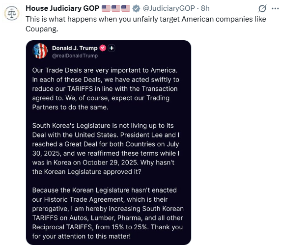 자료: 공화당 하원 법사위의 트윗