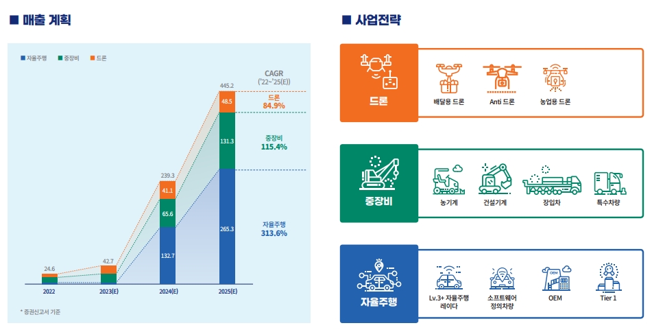 부문별 매출계획 및 사업전략(출처=IR자료)